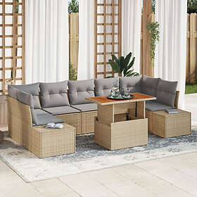 vidaXL Lounge Set with Cushion 8 Pieces Beige Grey 100x55x73 cm