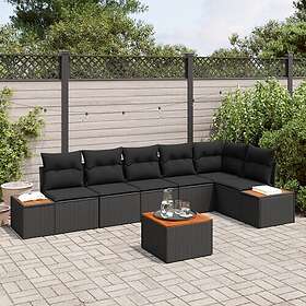 vidaXL Ensemble de canapés 7 Pièces Noir 319 x 154 x 85 cm Poly Rattan