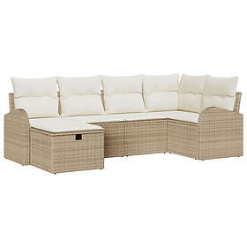 vidaXL Trädgårdsoffset 6 pcs beige och gräddvit 234 x 124 x 85 cm