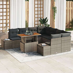 vidaXL Lounge Set with Cushion 9 Pieces Gray, Brown 100 x 55 x 73 cm
