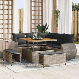 vidaXL Ensemble de canapé de jardin avec coussin 8 pcs Gris 100 x 100 x 71 cm