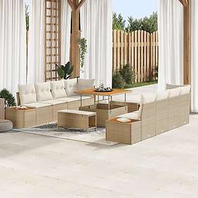 vidaXL Ensemble de canapé de jardin avec coussin 11 pcs Beige, Crème 100 x 100 x
