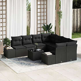vidaXL Garden sofa set with cushion Manual 9 pcs Black 55 x 55 x 37 cm