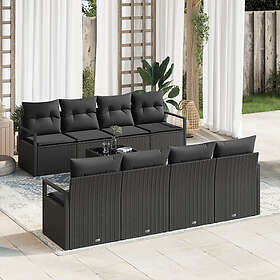 vidaXL Garden sofa with cushion 9 pcs Black 55 x 55 x 37 cm