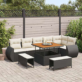 vidaXL Garden sofa set 9 pcs Black and cream white 100 x 100 x 71 cm
