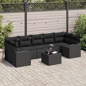 vidaXL Sofa set 8 pcs Black 55 x 55 x 37 cm Poly rattan