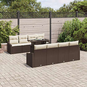 vidaXL Garden sofa set 7 pcs Brown and cream white 100 x 55 x 73 cm