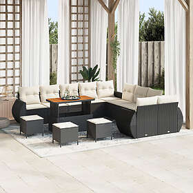 vidaXL Garden sofa set 14 pcs Black and cream white 110 x 55 x 71 cm