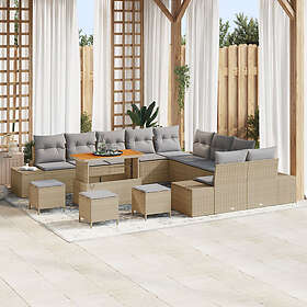 vidaXL Hagesofasett 13 stk Beige, lysegrå 110 x 55 x 71 cm