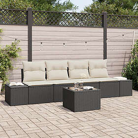 vidaXL Garden sofa set with cushion 5 pcs Black, Cream 55 x 55 x 37 cm
