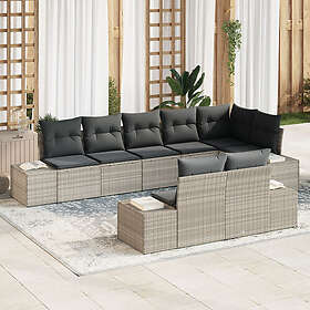 vidaXL Garden sofa set 8 pcs Light Grey 319 x 154 x 85 cm Poly rattan