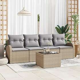 vidaXL Garden sofa set with cushion 5 pcs Beige, grey 55 x 55 x 37 cm