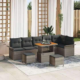 vidaXL Garden sofa set with cushion with storage 9 pcs Grey 90 x 55 x 71 cm