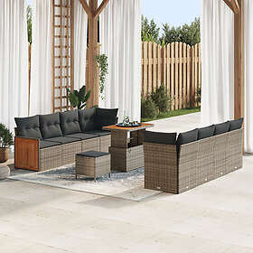 vidaXL Ensemble de canapé de jardin avec coussin 11 pcs Gris 90 x 55 x 71 cm