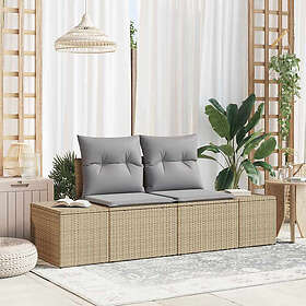 vidaXL Garden sofa with cushion Beige 123 x 62 x 69cm faux rattan