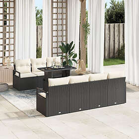 vidaXL Ensemble de canapés de jardin 8 pcs Noir et blanc crème 100 x 55 x 73 cm