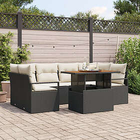 vidaXL Ensemble de canapés de jardin 7 pcs Noir et blanc crème 100 x 55 x 73 cm