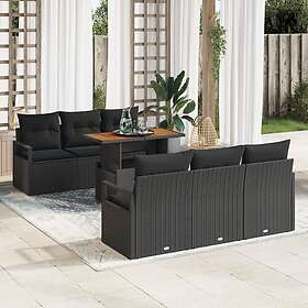 vidaXL Ensemble de canapés de jardin avec coussin 7 pcs Noir 100 x 55 x 73 cm
