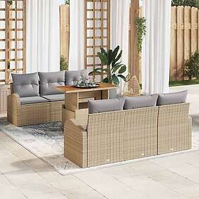 vidaXL Trädgårdsoffset 7 pcs beige och ljusgrå 100 x 55 x 73 cm