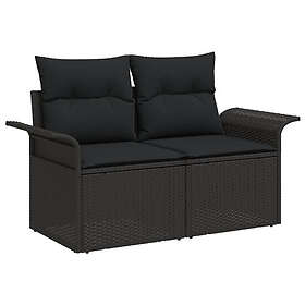 vidaXL Trädgårdsoffset 11 pcs Svart 100 x 55 x 73 cm Poly rattan