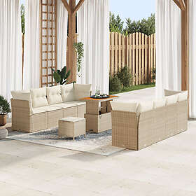 vidaXL Trädgårdsoffset 11 pcs beige och gräddvit 90 x 55 x 71 cm