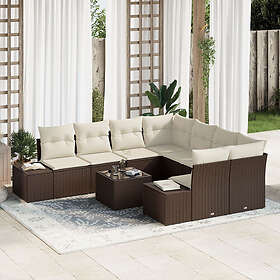 vidaXL Garden sofa set Manual 9 pcs Brown, cream 55 x 55 x 37 cm