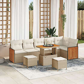 vidaXL Garden sofa set 9 pcs beige and cream white 90 x 55 x 71 cm