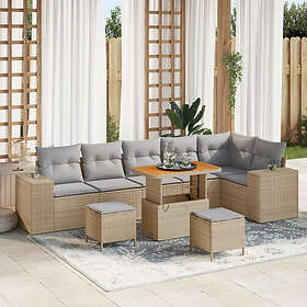 vidaXL Garden sofa set with cushion 9 pcs Beige, light grey 90 x 55 x 71 cm