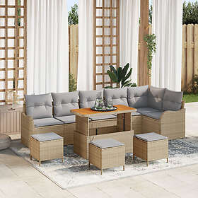 vidaXL Garden sofa set 10 pcs Beige, light grey 110 x 55 x 71 cm