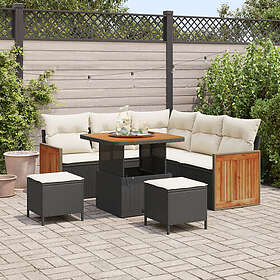vidaXL Trädgårdsoffset 8 pcs Svart, Grädde 80 x 80 x 71 cm
