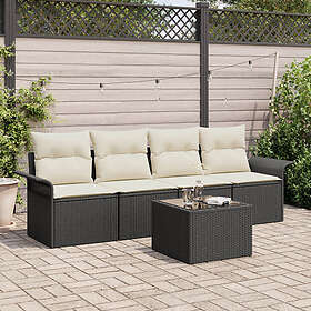 vidaXL Garden sofa set with cushions 5 pcs Black, Cream 55 x 55 x 37 cm