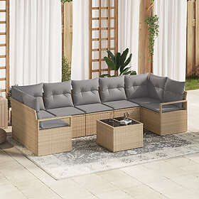 vidaXL Trädgårdsoffset 8 pcs Beige, grå 55 x 55 x 37 cm konstrotting