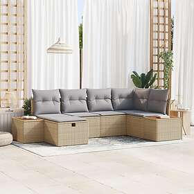 vidaXL Ensemble de canapés de jardin 6 pcs Beige 55 x 62 x 69 cm Poly rotin