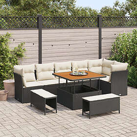 vidaXL Garden sofa set 9 pcs Black and cream white 100 x 100 x 71 cm