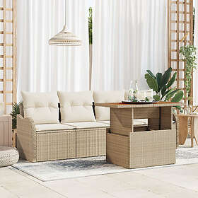 vidaXL Garden sofa set 5 pcs beige and cream white 100 x 55 x 73 cm