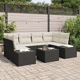 vidaXL Garden sofa set with cushion 7 pcs Black, Cream 55 x 55 x 37 cm
