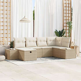 vidaXL Hagesofasett 6 stk Beige 55 x 62 x 69 cm Poly rattan