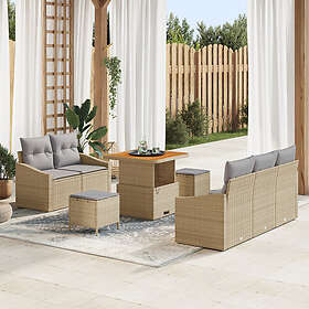 vidaXL Garden sofa set with cushion 8 pcs Beige, light grey 80 x 80 x 71 cm