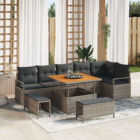 vidaXL Garden sofa set with cushion 9 pcs Grey 100 x 100 x 71 cm