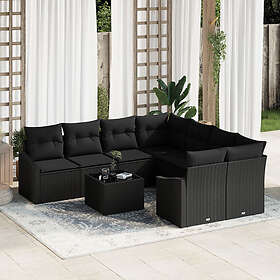 vidaXL Soffa med dynor Manuell 9 st Svart 55 x 55 x 37 cm