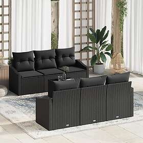 vidaXL Garden sofa with cushion 7 pcs Black 55 x 55 x 37 cm