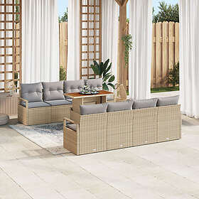 vidaXL Garden sofa set with cushion 9 pcs Beige, grey 100 x 55 x 73 cm