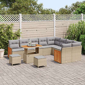 vidaXL Trädgårdsoffset 12 pcs beige och ljusgrå 90 x 55 x 71 cm