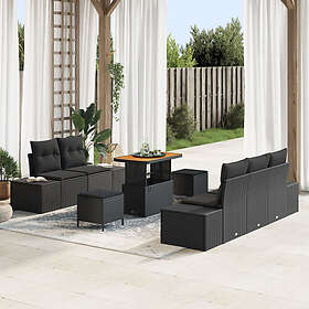 vidaXL Garden sofa set with cushions 8 pcs Black 90x55x71 cm