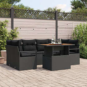 vidaXL Ensemble de canapé de jardin avec coussin 7 pcs Noir 100 x 55 x 73 cm