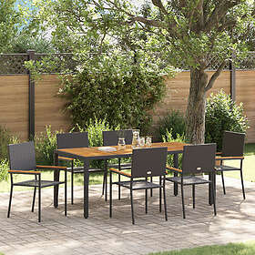 vidaXL Møbelsett 7 Deler Svart 190 x 90 x 75 cm Kunstrotting