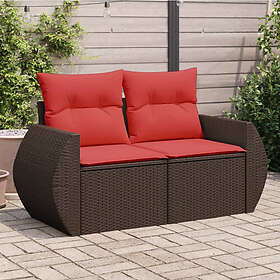 vidaXL Garden sofa with cushions 2-seat brown polyrattan