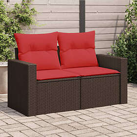 vidaXL Garden sofa with cushions 2-seat brown polyrattan