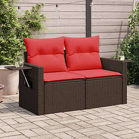 vidaXL Garden sofa with cushions 2-seat brown polyrattan