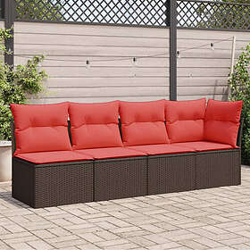 vidaXL Garden sofa with cushions 4-seat brown poly rattan